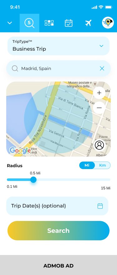Screenshot of TripSquee™s Search screen