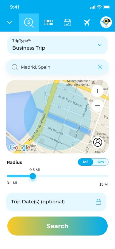 Screenshot of TripSquee™s Search screen
